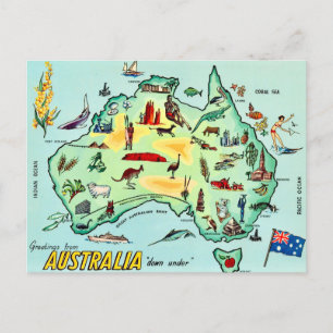 Cartão postal do mapa ilustrado da Austrália
