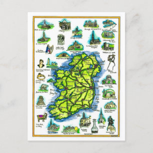Cartão postal do mapa retrô da Irlanda