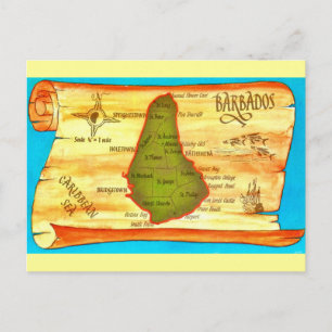 Cartão postal do mapa retrô de Barbados