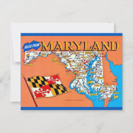Cartão postal do mapa retro de Maryland