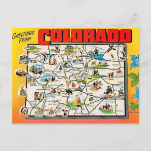 Cartão postal do mapa retro do Colorado