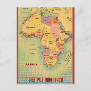 Cartão postal do mapa vintage da África