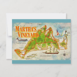Cartão postal do mapa vintage de Martha's Vineyard