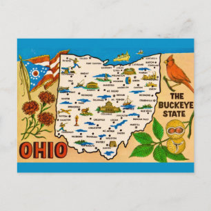 Cartão postal do mapa vintage de Ohio