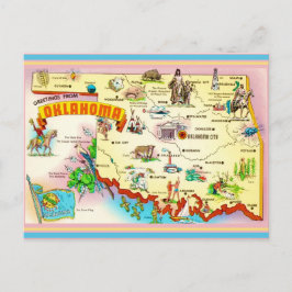 Cartão postal do mapa vintage de Oklahoma