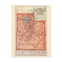 Cartão postal do mapa vintage de Utah 