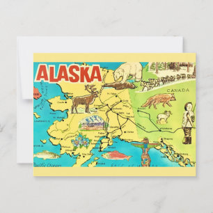 Cartão postal do mapa vintage do Alasca