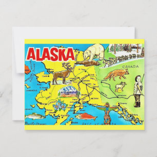 Cartão postal do mapa vintage do Alasca