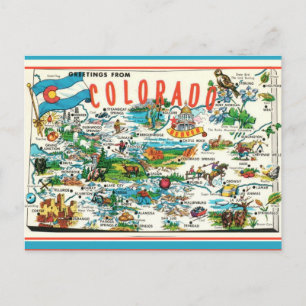 Cartão postal do mapa vintage do Colorado