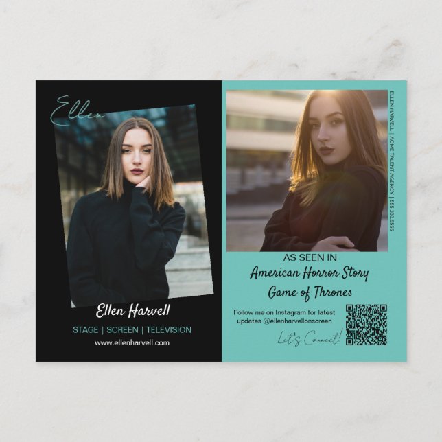 Cartão postal do Modelo Ator Composto 3 Fotografad (Verso)