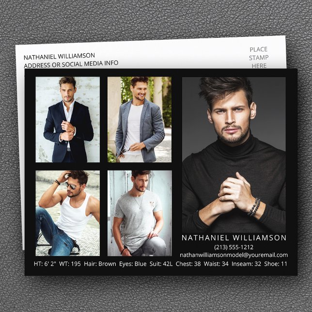 Cartão postal do modelo Comp Modern 5 Photo Pro (Customize to add more text to back of postcard.)