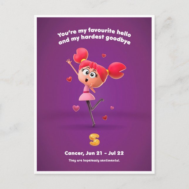 Cartão postal do namorados para Cancer  (Frente)