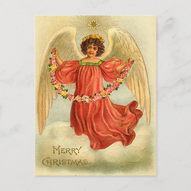 Cartão postal do Natal vintage Angel (Frente)