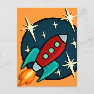 CARTÃO POSTAL DO NAVIO RETRO ROCKET