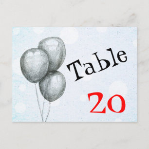 Cartão postal do número da mesa de balões