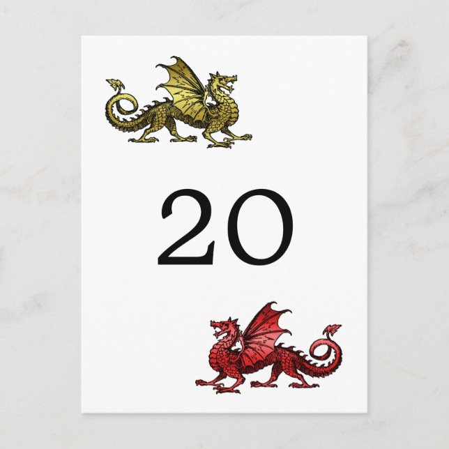 Cartão Postal do Número da Mesa do Dragão Vermelho (Frente)