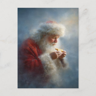 Cartão postal do Papai Noel comendo biscoitos