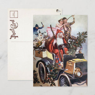 Cartão postal do Papai Noel dirigindo estilo Vitor