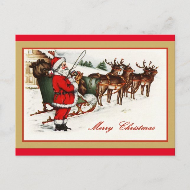 Cartão Postal do Papai Noel Vintage (Frente)