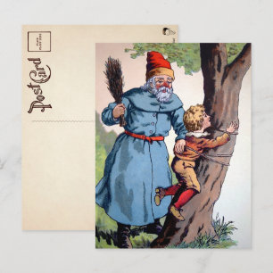 Cartão postal do Papai Noel vitoriano com criança 