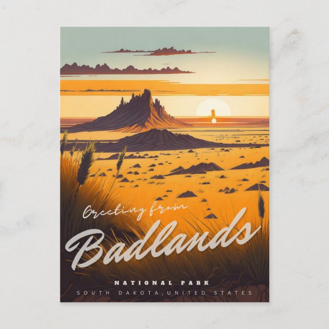 Cartão postal do Parque Nacional das Badlands (Frente)