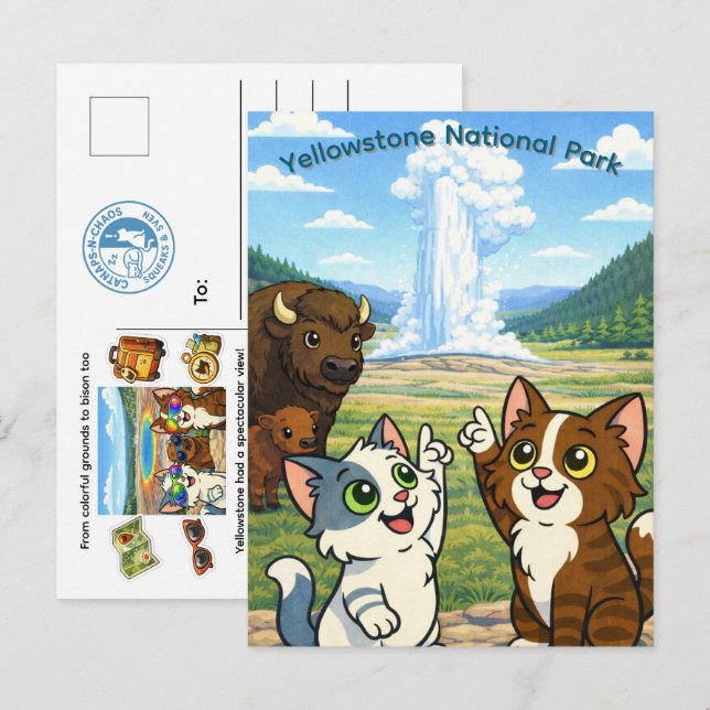Cartão Postal do Parque Nacional de Yellowstone (Frente/Verso)