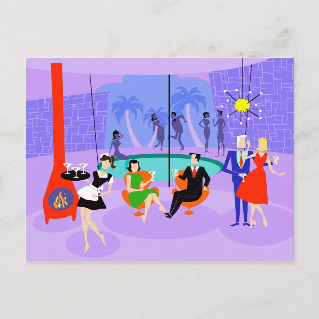 Cartão postal do Partido Cocktail Tropical Retro (Frente)