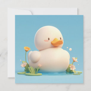 Cartão Postal do Patinho de Argila 3D em um Lago F