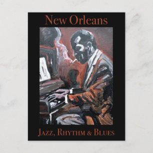 Cartão Postal do Pianista de Jazz de Nova Orleans