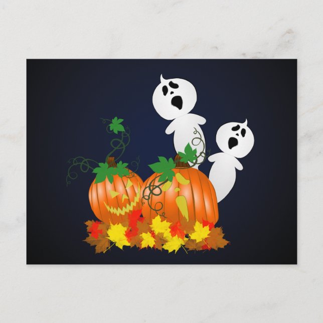 Cartão postal do pomar de abóboras de Halloween (Frente)