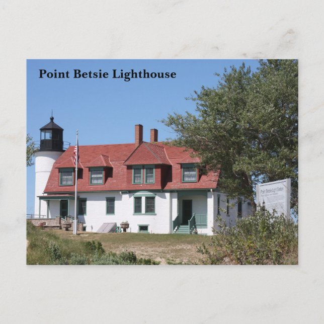 Cartão postal do Ponto Betsie Lighthouse Lake Mich (Frente)