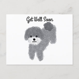 Cartão postal do Poodle Cinza 'Recupere-se Logo' #