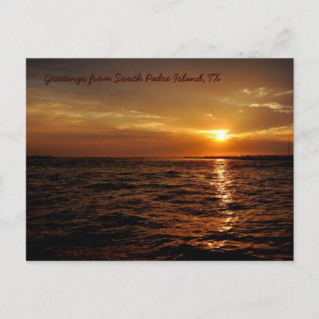 cartão postal do pôr do sol da Ilha de South Padre (Frente)