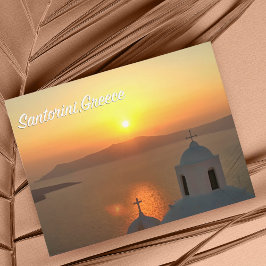 Cartão Postal do Pôr do Sol em Santorini, Grécia