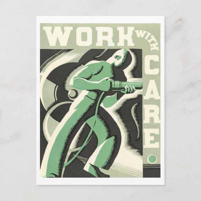 Cartão postal do Poster de "Trabalho com Cuidados" (Frente)