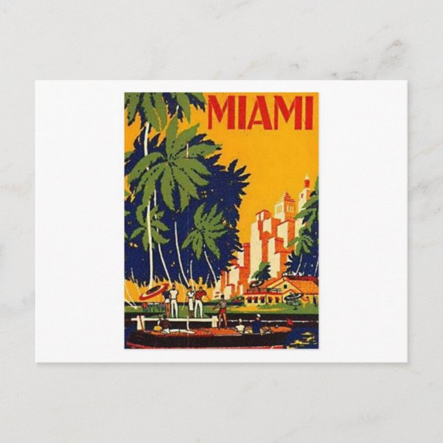 Cartão postal do Poster de viagens Vintage Miami (Frente)