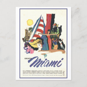 Cartão postal do Poster de viagens Vintage Miami