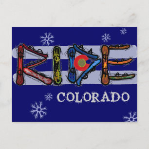 Cartão postal do quadro de neve Ride Colorado