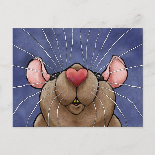 Cartão Postal do Rato do Coração Fofo (Frente)