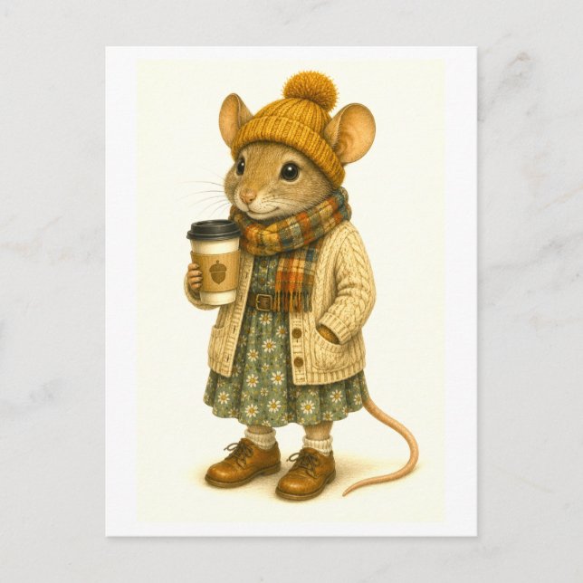 Cartão postal do rato hipster (Frente)