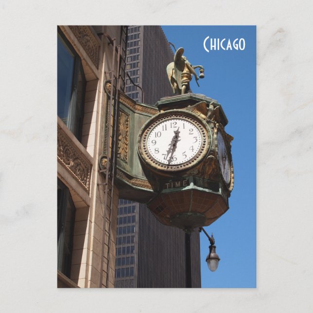 Cartão postal do relógio de Chicago (Frente)