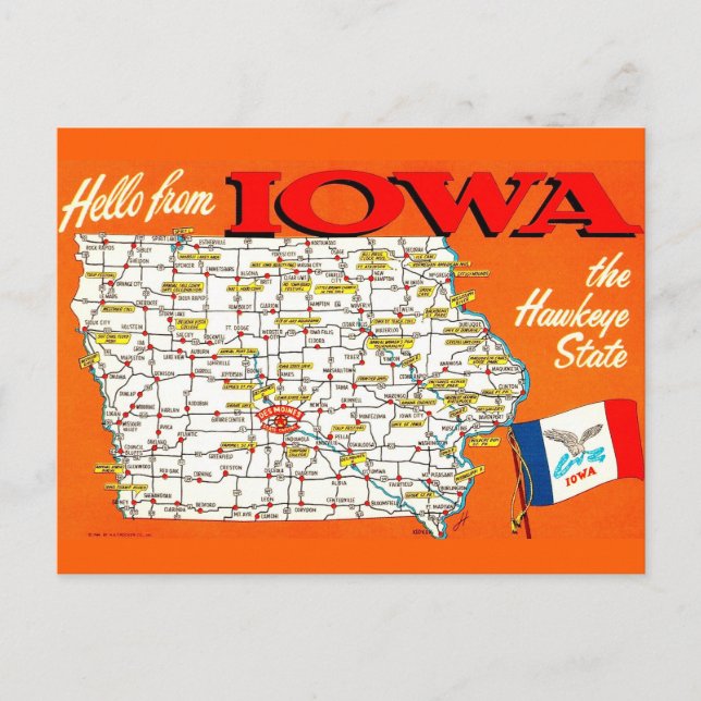 Cartão Postal do Roteiro de Iowa (Frente)