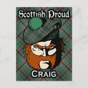 Cartão postal do Scottish Clan Craig Tartan