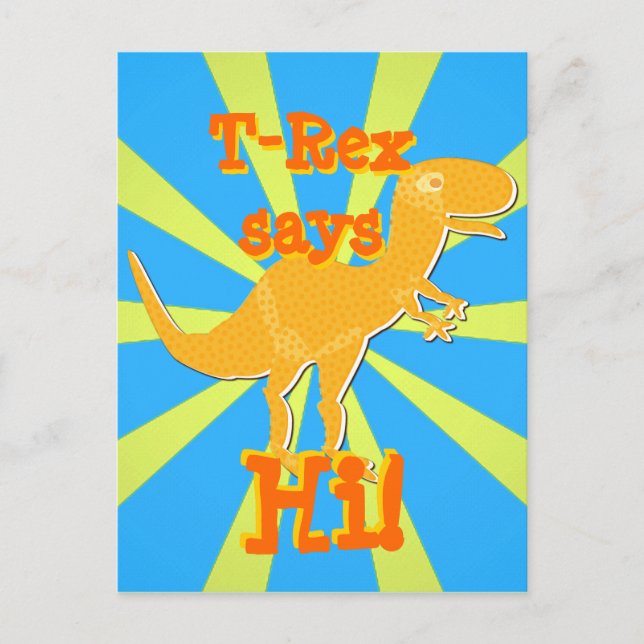 Cartão postal do T-Rex diz Oi (Frente)