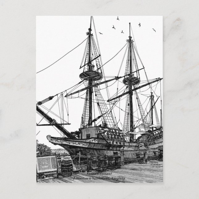 Cartão postal do Tall Ship Susan Constant (Frente)