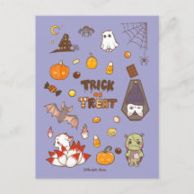 Cartão postal do Tema de Halloween de Truque ou Tr