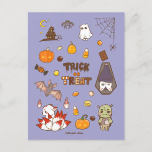 Cartão postal do Tema de Halloween de Truque ou Tr