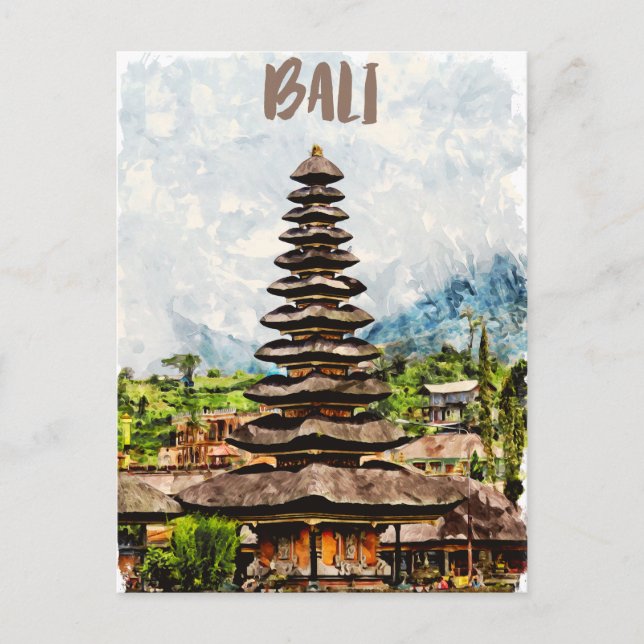 Cartão postal do Templo Bali Indonesia Ulun Danu B (Frente)