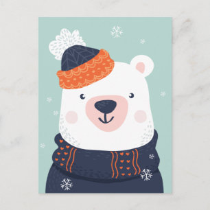 Cartão postal do urso de inverno fofo