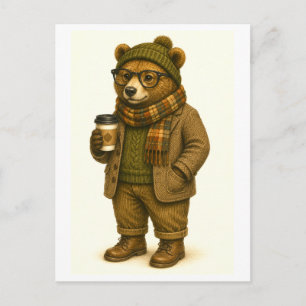 Cartão postal do urso hipster